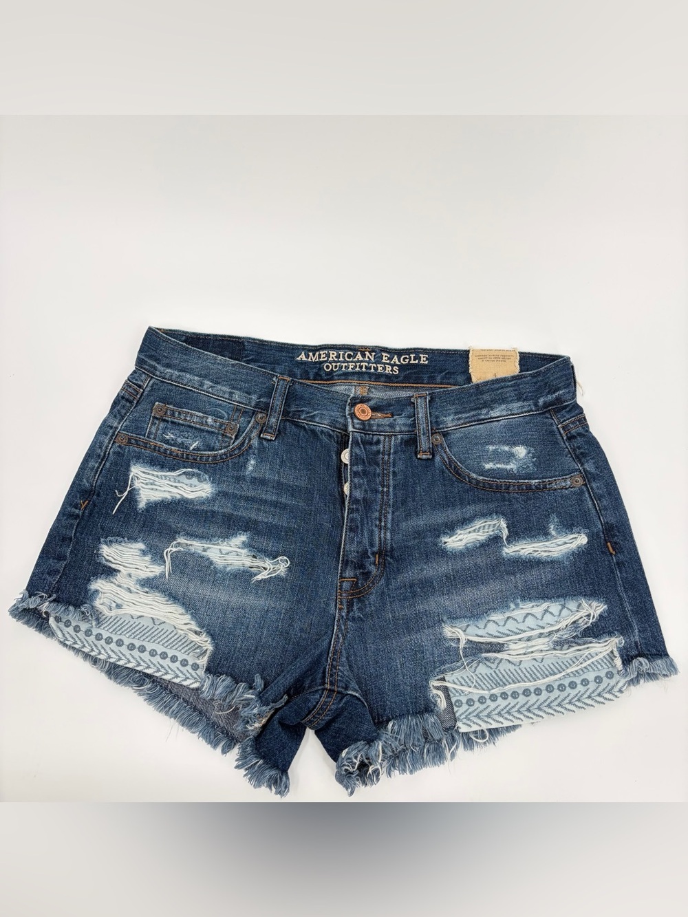 American Eagle Dark Indigo Distressed Denim Cutoff Shorts